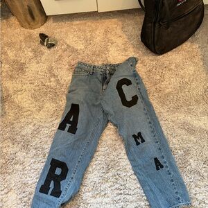 Blue Jeans with Black Lettering